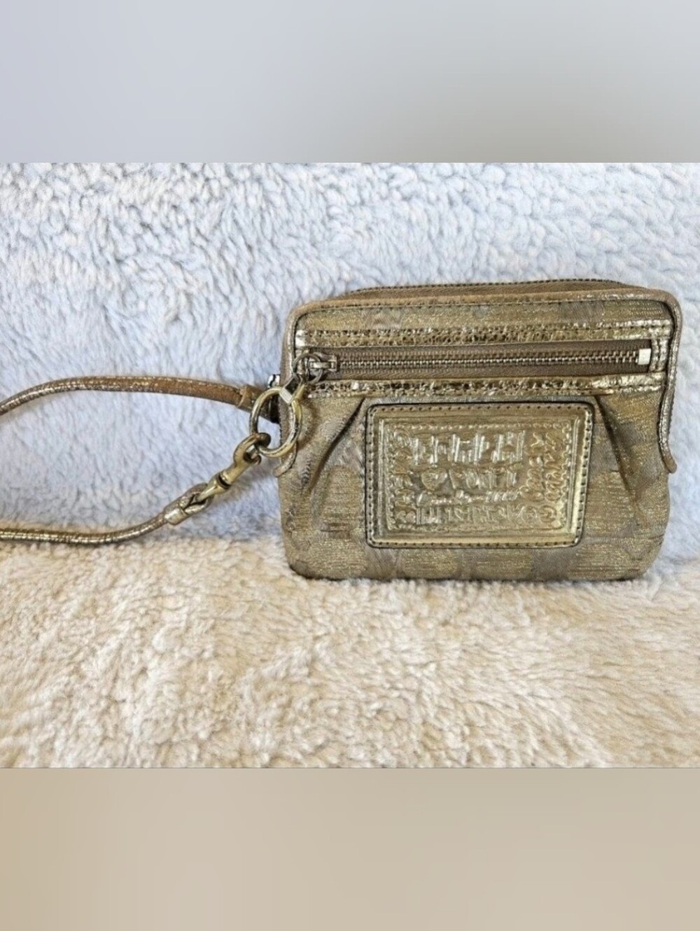 Coach Metallic Gold Leather Wristlet